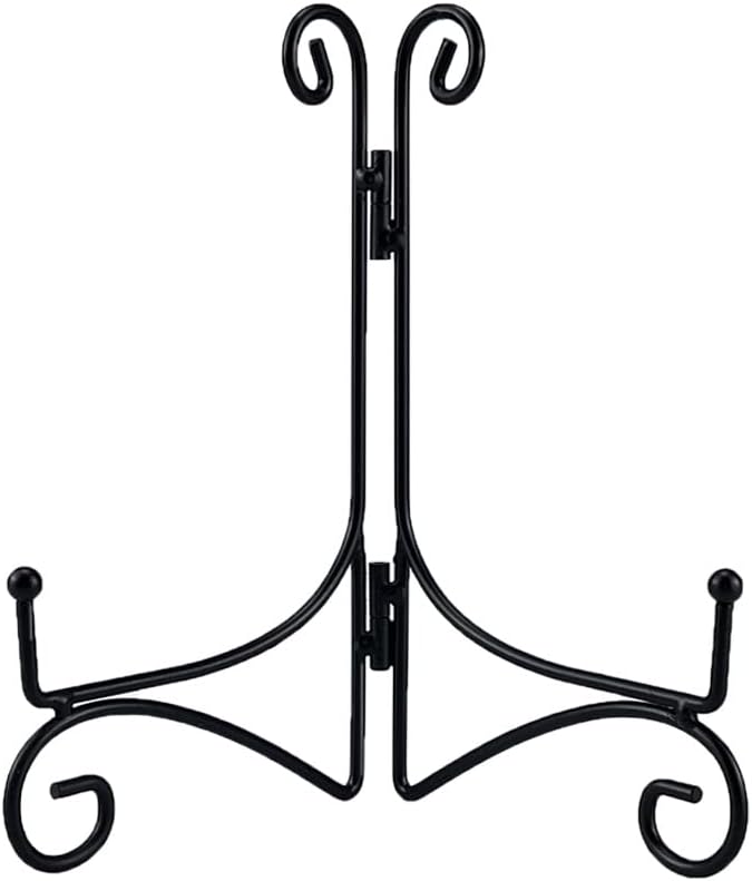 SVENJBB Black Iron Plate Stand, 6 Inch Plate Holder for Display, Small Metal Plate Display Stands for Cookbook, Picture Frame, Photo, Decorative Plates (6 Inch, 1 Pack) - Image 1